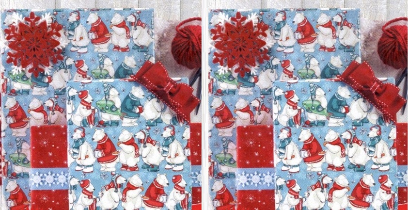 #2207 Beary Little Christmas Reversible Wrap Double roll