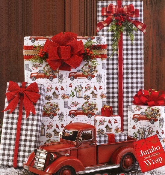 #2516 Farmhouse Christmas Reversible Jumbo Roll W/FREE Paper Cutter